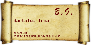 Bartalus Irma névjegykártya